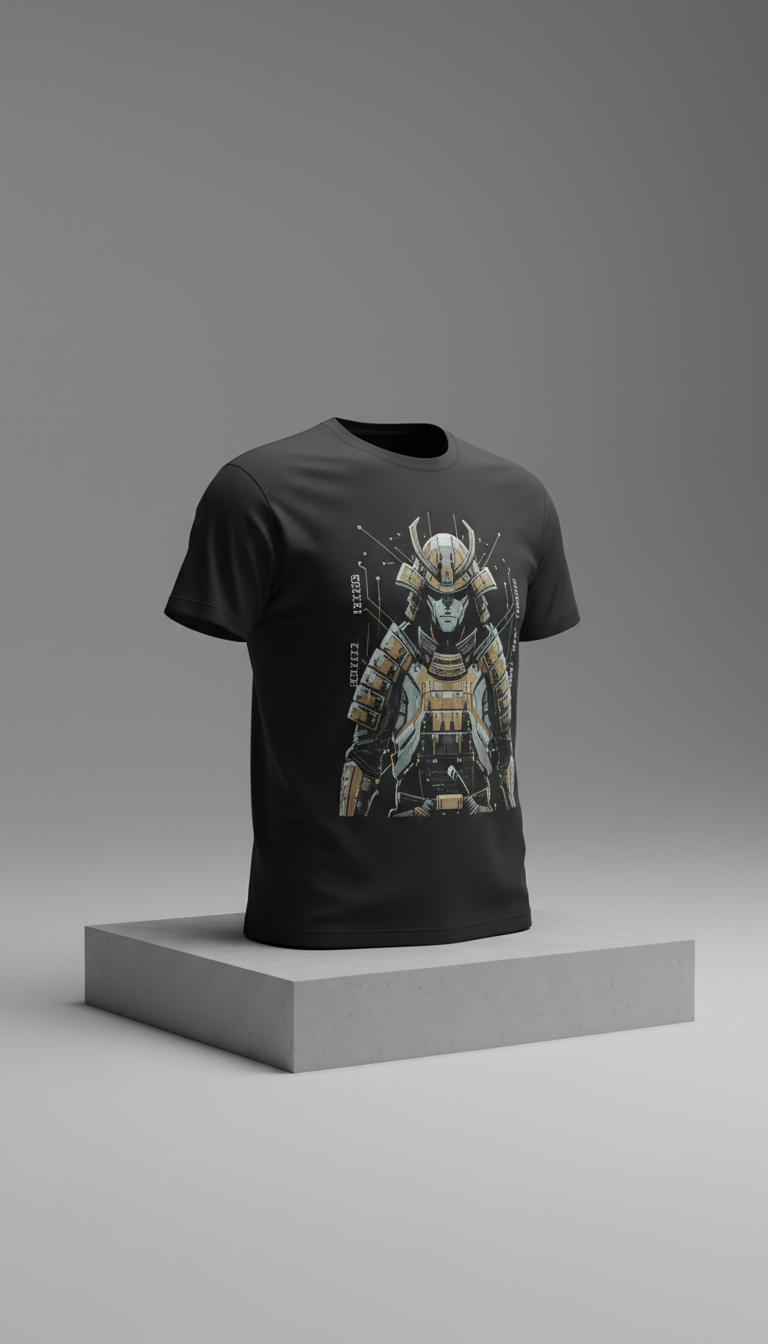Obsidian Black Cyberpunk Samurai Tee
