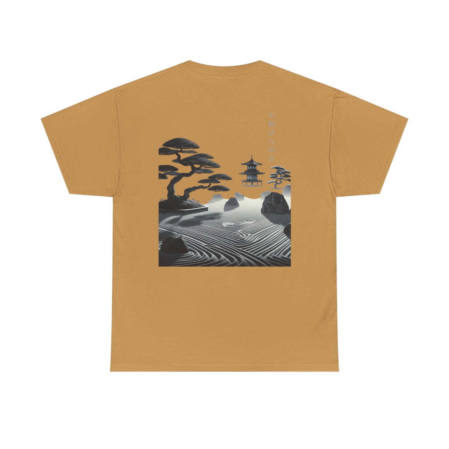 Zen Garden Unisex Tee - Serene Japanese Bonsai Tree & Moonlight Calligraphy Design