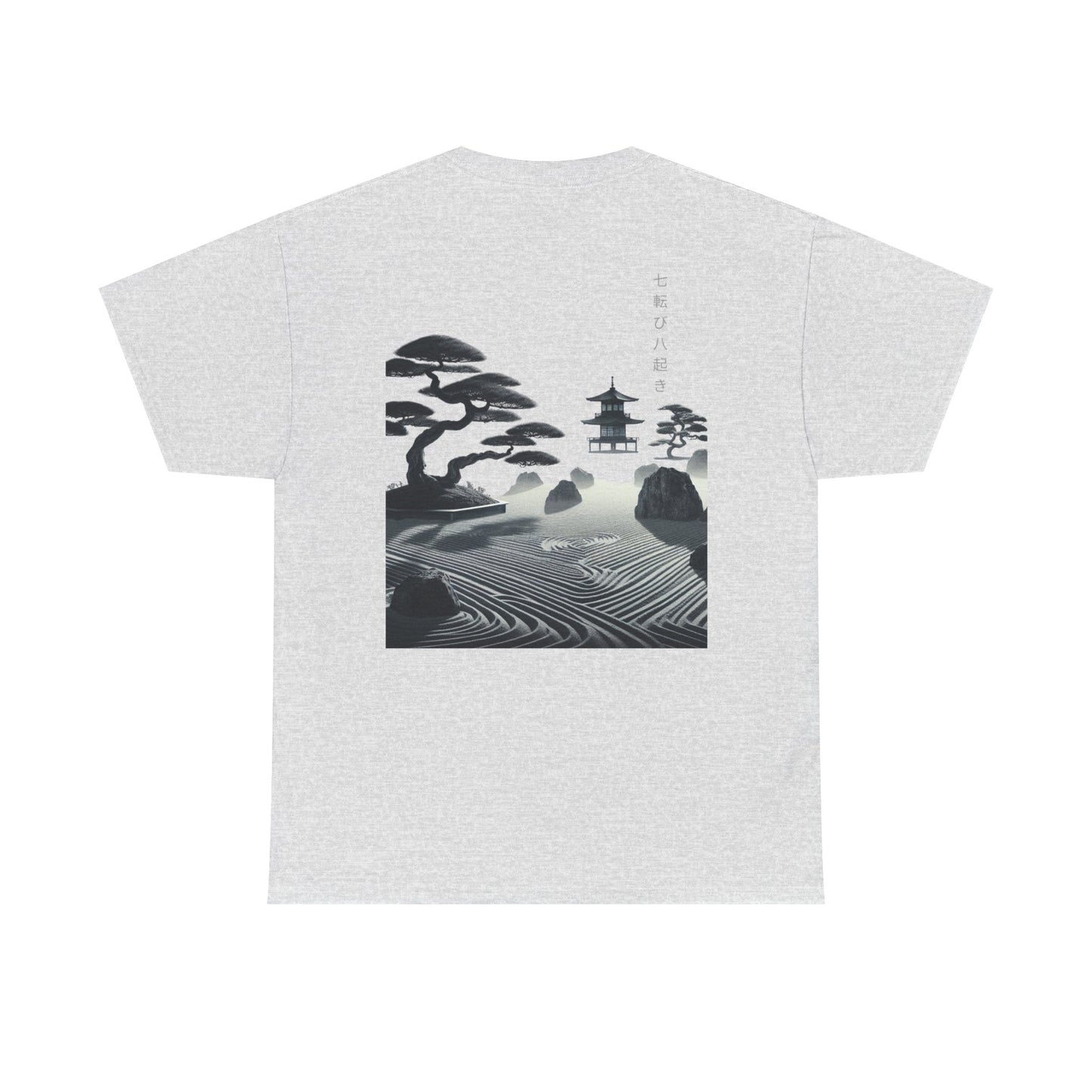 Zen Garden Unisex Tee - Serene Japanese Bonsai Tree & Moonlight Calligraphy Design